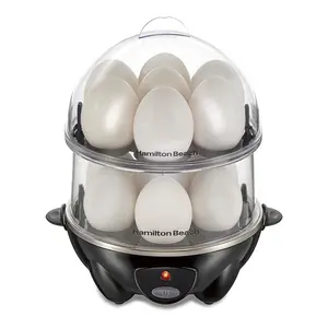 3-in-1 Electric Egg Cooker for Hard Boiled Eggs, Poacher, Omelet Maker & Vegetable Steamer, Holds 14, Black