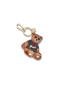 Hand-painted Paris Teddy Bear Bag Charm + Keychain | Eco-Friendly