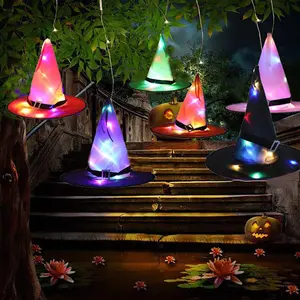 Halloween Decoration Witch Hat LED Lights Halloween Elf Ears Kids Home Party Decor Supplies Outdoor Tree Hanging Ornament