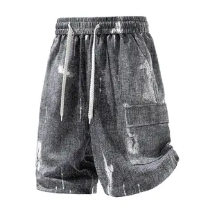 Summer casual shorts—mid-thigh length, loose fit, sporty patchwork design, versatile style summervibes