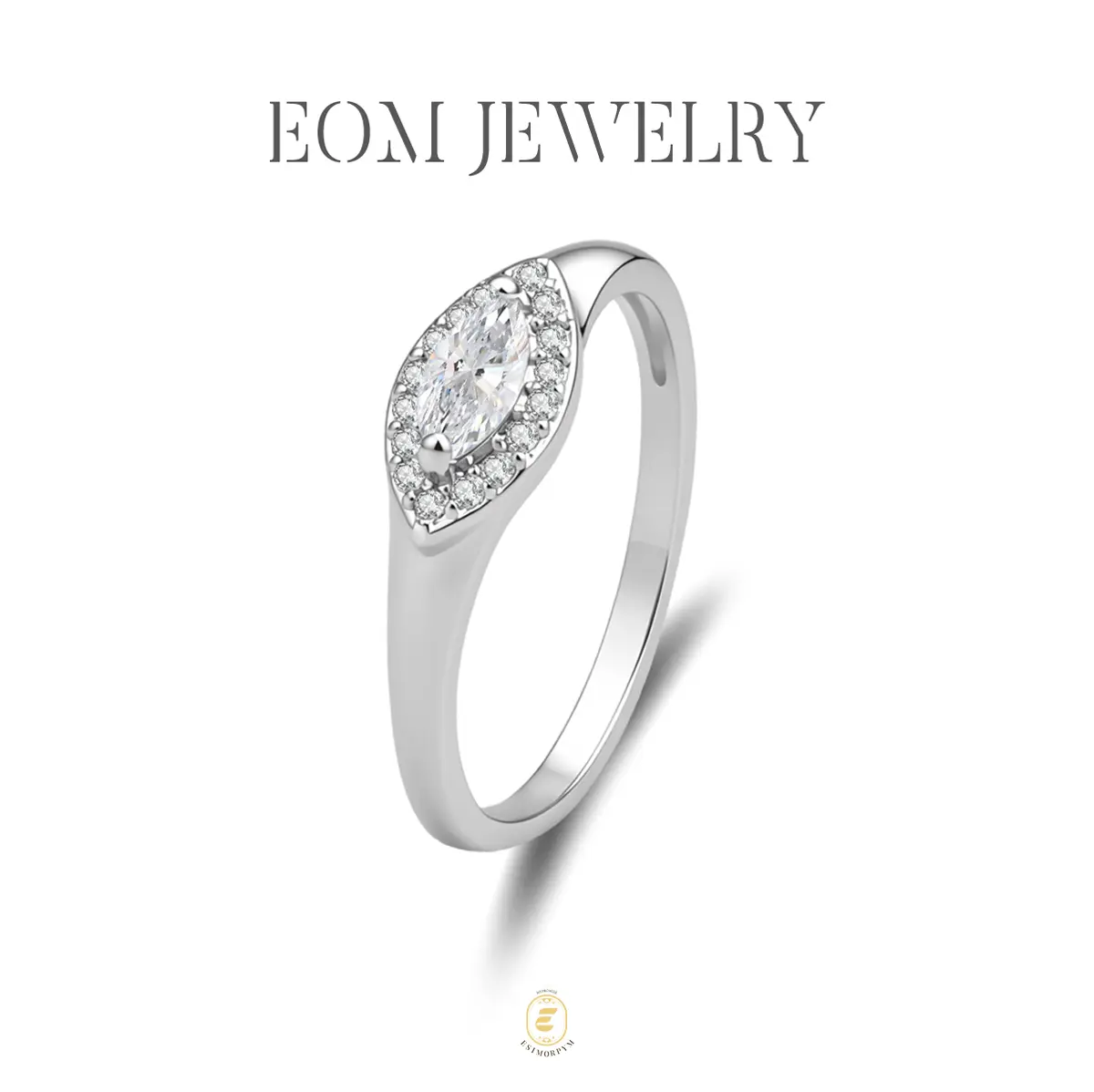 Moissanite Classic Marquise Halo Ring Silver-Plated Jewelry Wedding Engagement Anniversary Valentine's Day Birthday Gift Daily Wear