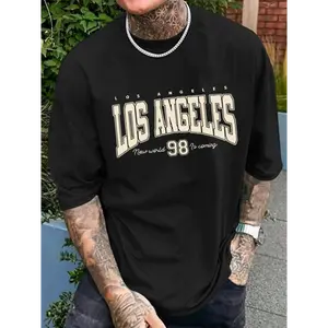 Menswear Ultra-Combed Cotton Boxy Tropical Classic Round Neck T-Shirt - Digital Sublimation Printing, Soft Fabric, Casual Streetwear Top, All-Seasons, Black 200, Suitable for Sports & Commuting, COD Available