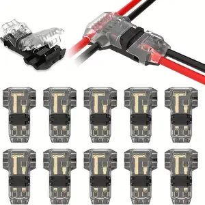 T Type 2 Pin Wire Splice Connectors - No Stripping Solderless Quick Connectors for LED Strip, Automotive, 14-20 AWG Low Voltage Wiring, 3 Way T Tap Connectors for DIY & Electrical Projects-0