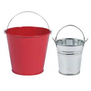 Red & Galvanized Mini Metal Pails Kit - 24 Pc.