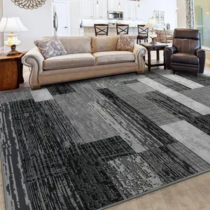 9x12 Modern Geometric Patchwork Area Rug,  Large Rugs for Living Room, Indoor Rugs for Bedroom, Throw Carpet Floor Decor for Entryway Dining Room Office Nursery,Grey, Brown, Blue, Beige, 2x6, 4x6, 5x8, 6x9, 8x10, 9x12 Feet