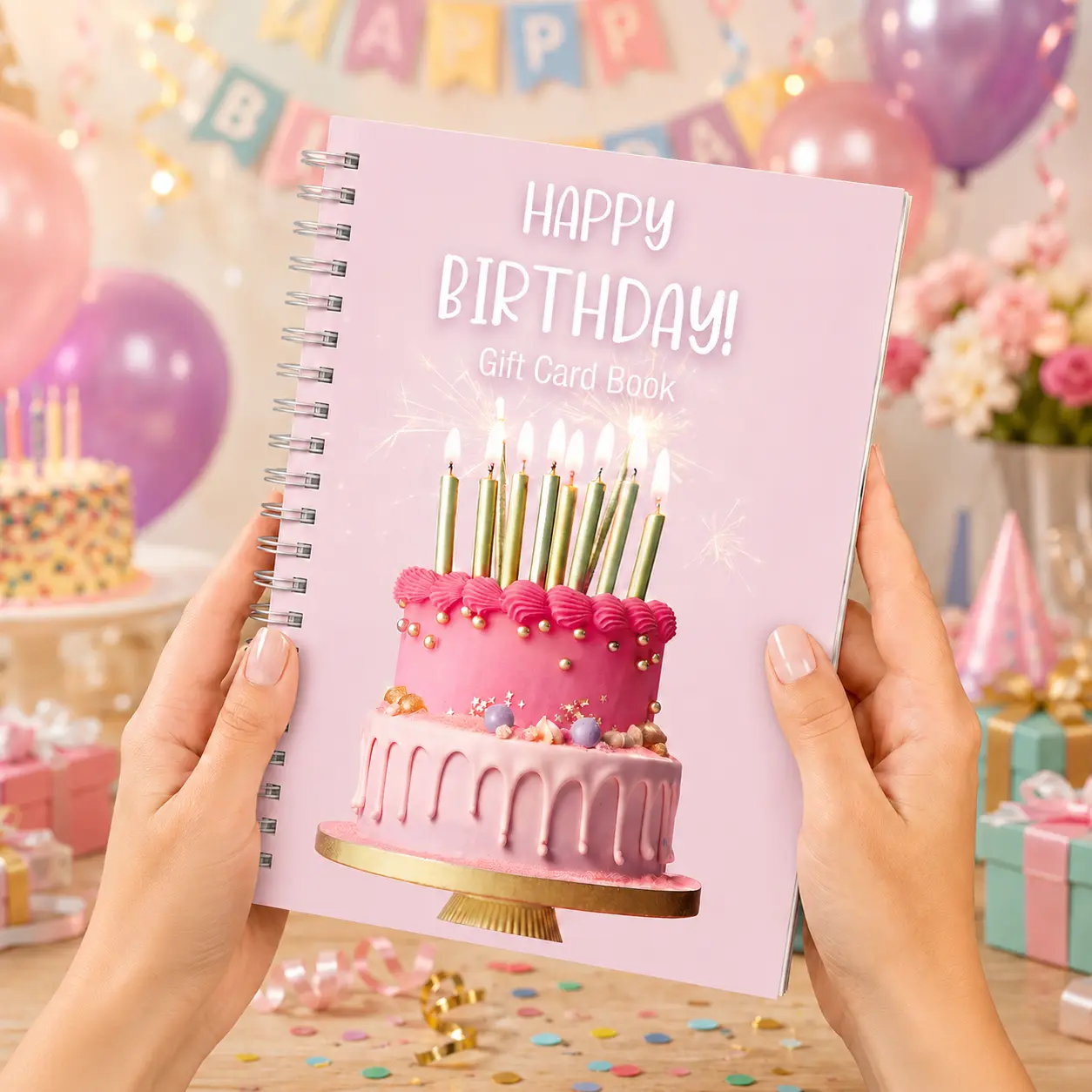 Birthday Gift Card Book, 7 x 5 Inch Happy Birthday Booklet Holder Organizer, Greeting Cards Booklet Keeper Organizer Books with 24 Pages, Birthdays Gifts for Daughter, Girl, Teengirl, Girlfriend