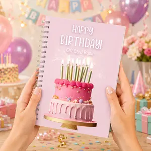 Birthday Gift Card Book, 7 x 5 Inch Happy Birthday Booklet Holder Organizer, Greeting Cards Booklet Keeper Organizer Books with 24 Pages, Birthdays Gifts for Daughter, Girl, Teengirl, Girlfriend