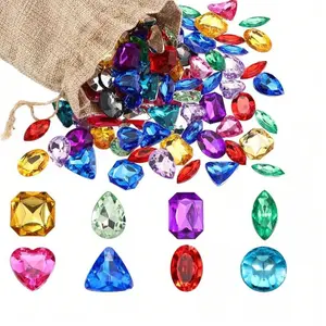 24/64pcs Acrylic Gemstones, Multi-Color Shiny Plastic Party Decor, Pirate Theme Gift Set, Table Decoration for Parties