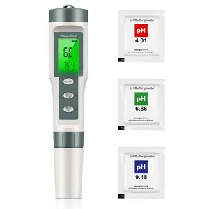 Digital pH Meter Tester Pen With 3 Calibration Powders, 0.01 Accuracy, Pocket Size, LCD Display for Household Drinking, Pool and Aquarium