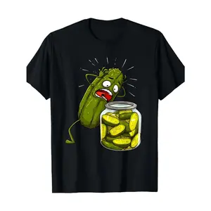 Men's funny pickle design Graphic T-Shirt - Short Sleeve Crew Neck Regular Fit Casual Wear | Soft & Breathable Fabric, Durable Print, Everyday Comfort, Machine Washable, cartoon casual wear or gift