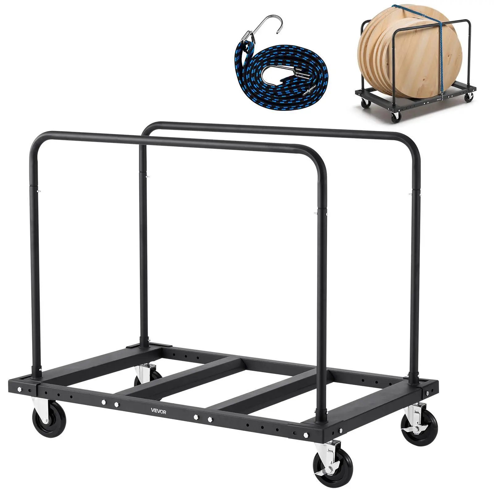 【SummerFinds】VEVOR Durable Foldable Drywall Cart Dolly, 1800 lbs Load Capacity, 43.7 lbs Weight, 45.4 x 29.4 x 39.1 in Steel Panel Truck Cart, 5 in Swivel Casters, Tie-Down Strap, 2 Side Handrails for Factories, Warehouses, Construction Sites, Workshops,,