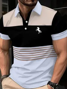 Men's Short Sleeve Polo Shirt, Masculine, Moisture-Wicking Fabric, Casual Daily Wear, Breathable & Comfortable Design