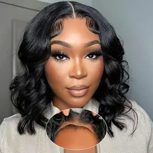 Bob Wig Human Hair Glueless Wigs Human Hair Pre Plucked Pre Cut 180% Density 5x5 HD Lace Closure Body Wave Bob Wigs for Black Women