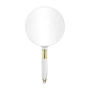 VOCOSTE Round Handheld Mirror, Single-Sided Hand Mirror, Mirror with Handle, Travel Portable Mirror for Women, 4.7" W x 9.5" L