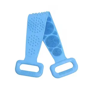 3Pcs Random Mixed Color Silicone Bath Towel, Long Back Scrubber for Shower, Exfoliating Dead Skin Mud Remover for Men Women, Body Scrubber
