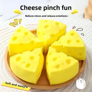 Cute Cheese Squishy Fidget Toy | Students Office Workers Relaxation Use | Soft Squeeze Toy for Desk Home Travel Stress Relief | Portable Sensory Toy
