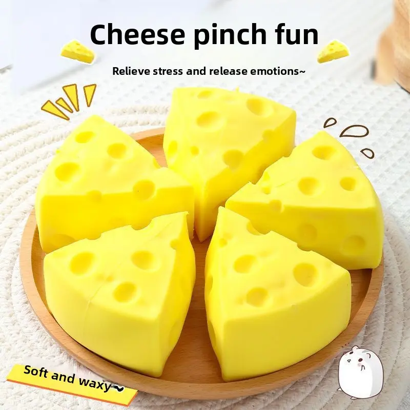Cute Cheese Squishy Fidget Toy | Students Office Workers Relaxation Use | Soft Squeeze Toy for Desk Home Travel Stress Relief | Portable Sensory Toy
