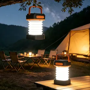 ISUNMEA Solar Camping Light, foldable LED solar USB rechargeable lantern flashlight, emergency hanging light, perfect for camping, hurricanes, power outages, indoor and outdoor use