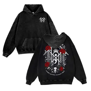 Sleep Token Band Unisex Graphic Washed Hoodie - Retro Casual Streetwear, Soft Warm Pullover, Durable Machine-Washable, Comfortable Gift for Men & Women