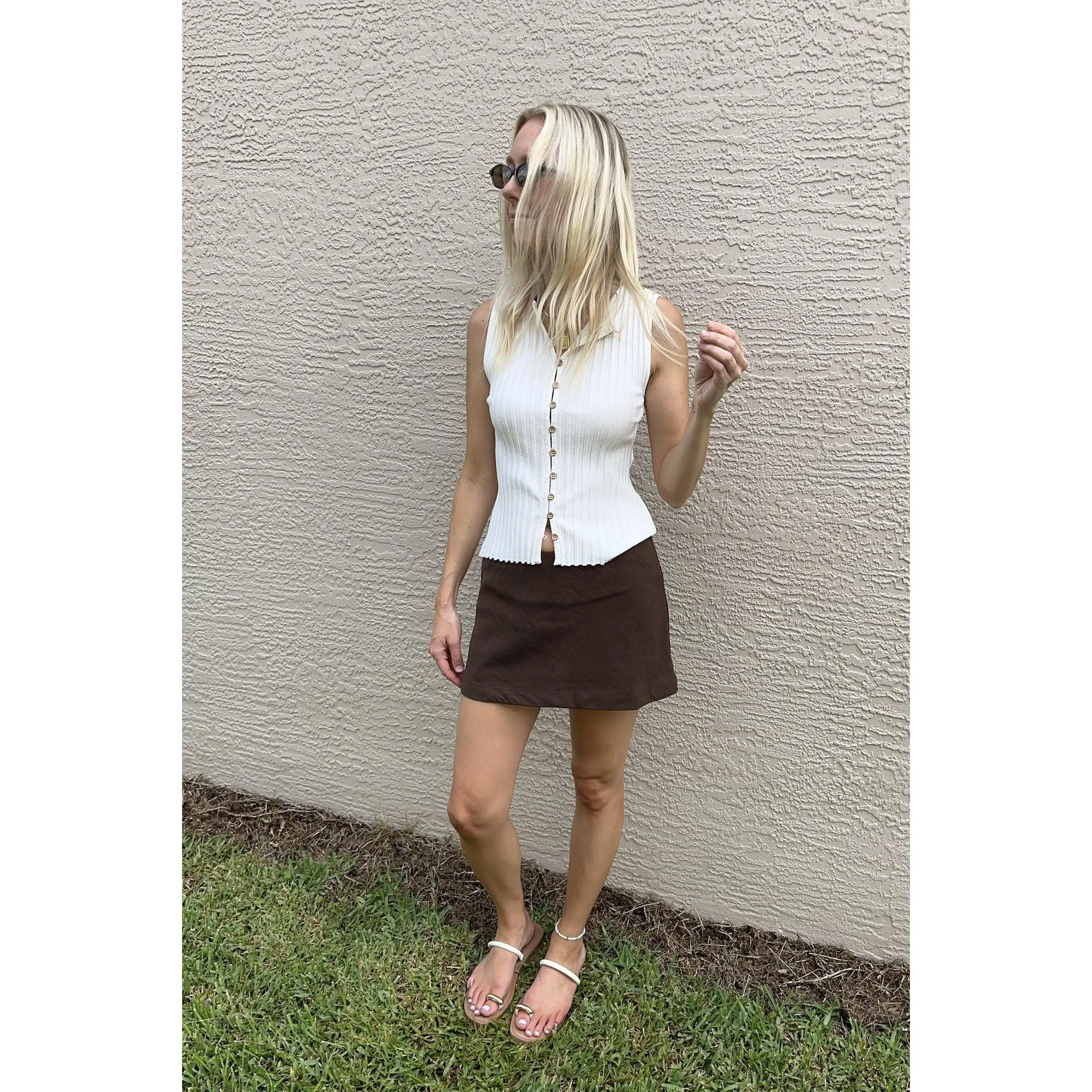 Cabo Low Rise Linen Mini Skort