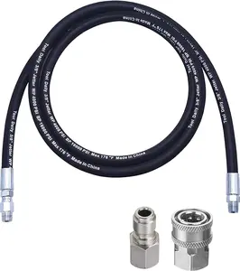 【Father's Day Gift】Tool Daily 8 FT Pressure Washer Whip Hose with Swivel Connector, Hose Reel Attachment, Car Washing Accessory, and Pressure Washer Adapter Set
