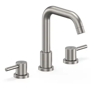 Two Handles Widespread 8 Inch Bathroom Faucet Widespread Bathroom Faucets for Sink 3 Hole Pop Up Drain CUPC Supply Line 360°Swivel Spout Split Lavatory Sink Faucet for Sink Vanity
