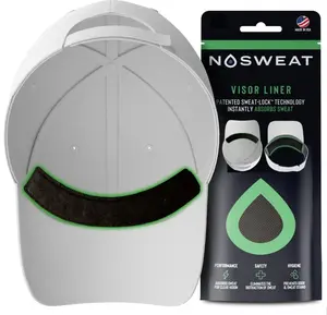Nosweat Visor/Cap Sweat Liners (Black) 3 Pack Hypoallergenic Hat Liners Made in USA Patent Sweat Lock Technology