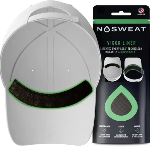Nosweat Visor/Cap Sweat Liners (Black) 3 Pack Hypoallergenic Hat Liners Made in USA Patent Sweat Lock Technology