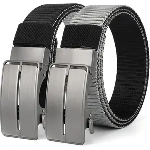 Men's Nylon Double Sided Ratchet Belt, Men's Mesh Casual Work Belt for Jeans with Automatic Slider Buckle