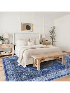 Blue-2*6 feet Short Pile Area Rugs For Living Room Carpets Boho Washable Large Rugs For Bedroom Modern Vintage Classic Lounge Rug