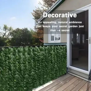 Artificial Leaf Privacy Fence Screen, Decorative Greenery Hedge for Balcony Patio Garden, UV Protected Outdoor Privacy Screen