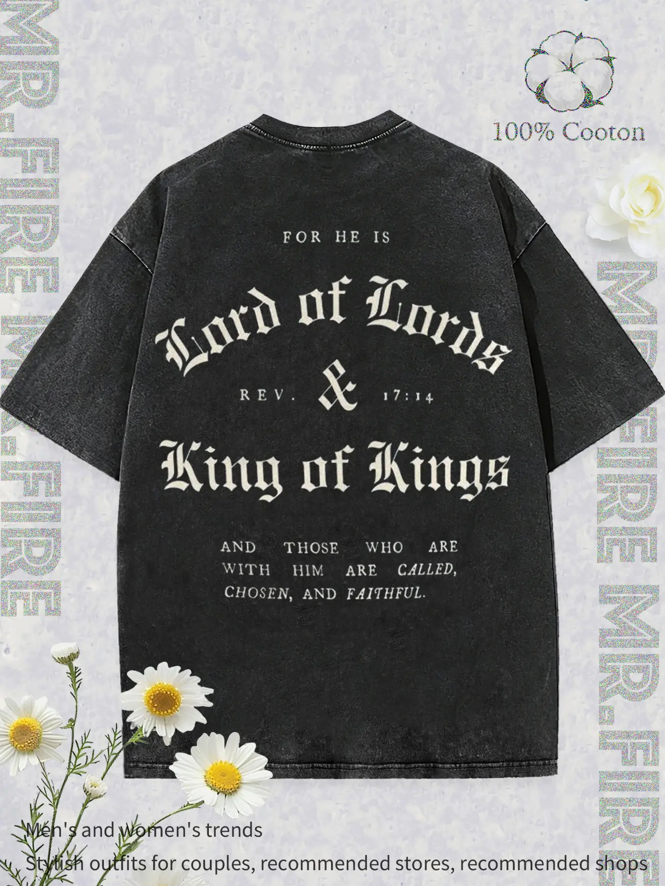 Religious retro Christian “Jesus is King” T-shirt featuring a vintage crown design—classic titles of Jesus in Christianity: Lord of Lords & King of Kings. Those who are with Him are called, chosen, and faithful. Core Meaning T-Shirt