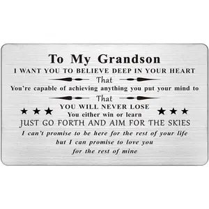 To My Grandson Wallet Card, Grandson Birthday Gifts, Birthday Card for Grandsons Graduation Cards, Christmas Gift for Grandkids, First Communion Gifts for Boys