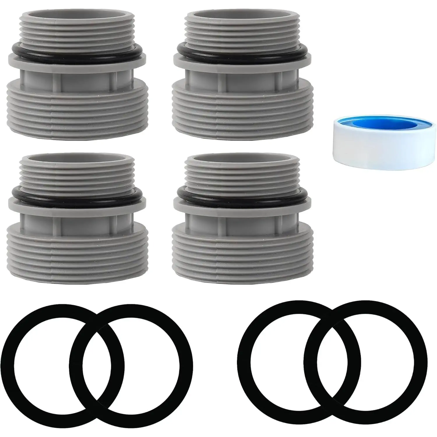 (4-Pack) 40mm to 1 1/2" Filter Hose Conversion Kit Above Ground Pool Adapter Connects 40mm Hoses to Standard 1 1/4" or 1 1/2" Filter Ports