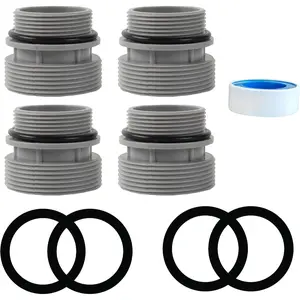 (4-Pack) 40mm to 1 1/2" Filter Hose Conversion Kit Above Ground Pool Adapter Connects 40mm Hoses to Standard 1 1/4" or 1 1/2" Filter Ports