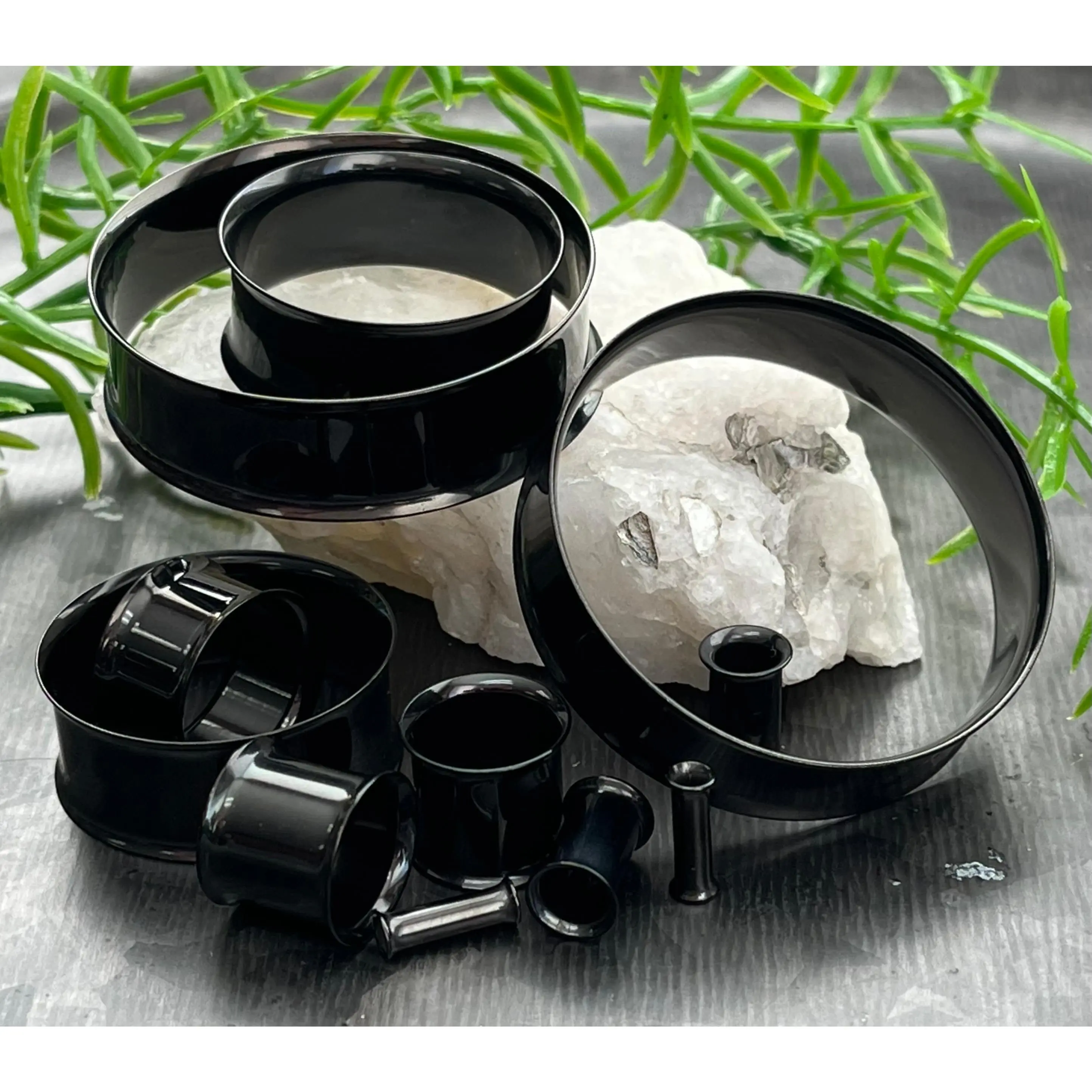 PAIR of Basic Black Steel Double Flare Tunnels/Plugs - Gauges! PAIR of Basic Black Steel Double Flare Tunnels/Plugs - Gauges!
