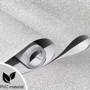 Silver Color Self-Adhesive Wallpaper Roll, 17.71inx196in Vinyl Contact Paper, Easy Install & Remove, Shiny Decorative Paper for Bedroom Living Room Party Background