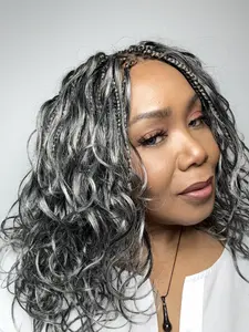 Michelle 18" - JALIZA Slip-On™ Salt & Pepper Body Wave Boho Box Braided Wig