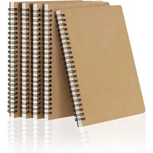 Spiral Notebooks A5 Lined 5 count College Ruled Journals Bulk Thick Paper for Work, Study, Notes Taking, Gifts 120 Pages/60 Sheets  Brown