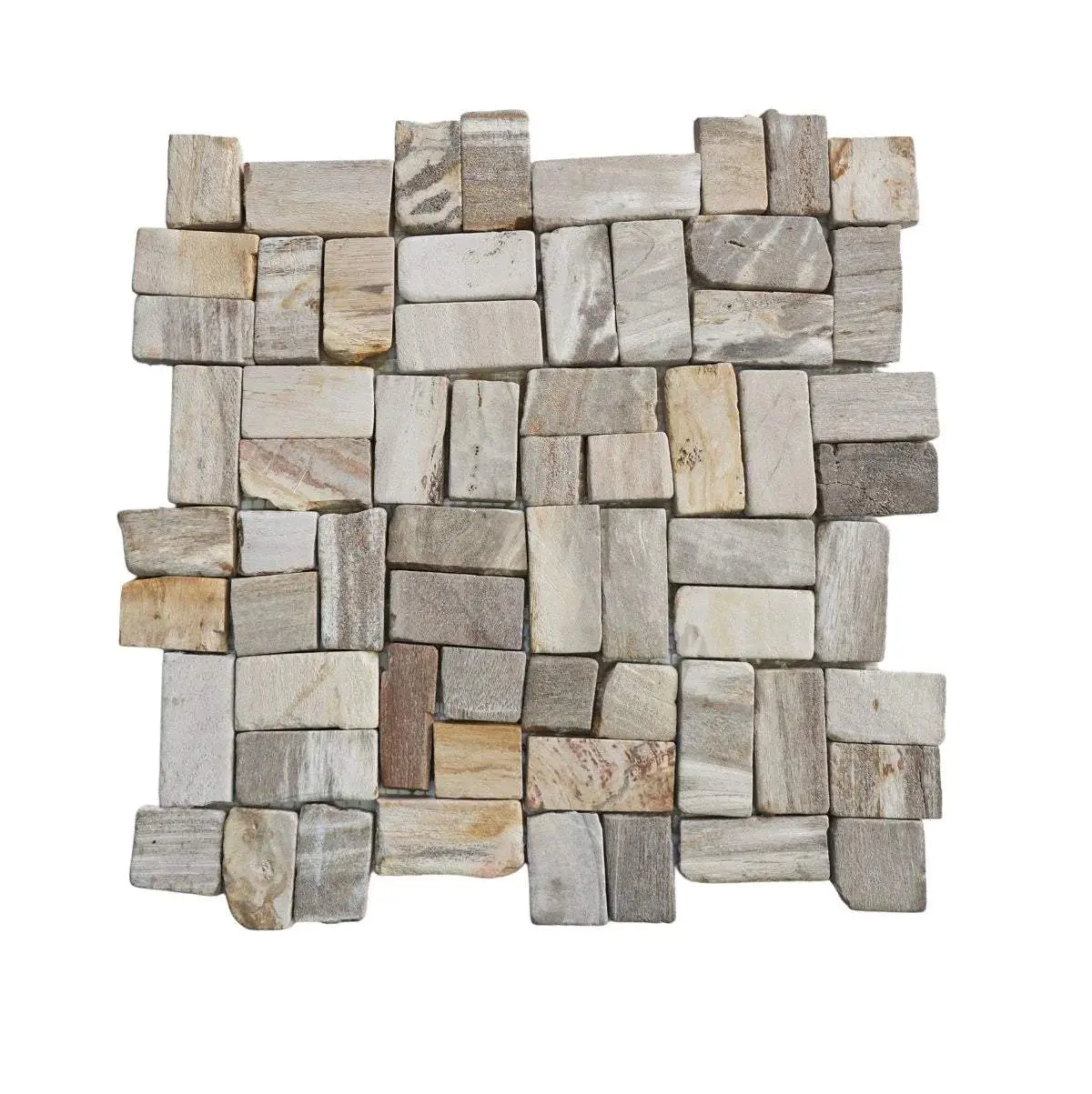 Mosaic Floor Tiles , Random Petrified Wood Floor And Wall Tile