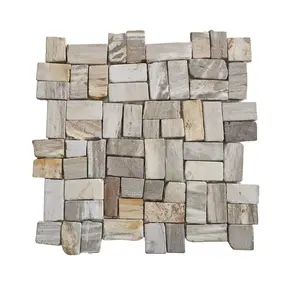 Mosaic Floor Tiles , Random Petrified Wood Floor And Wall Tile
