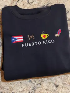 Puerto Rico Embroidered Sweatshirt and Hoodie