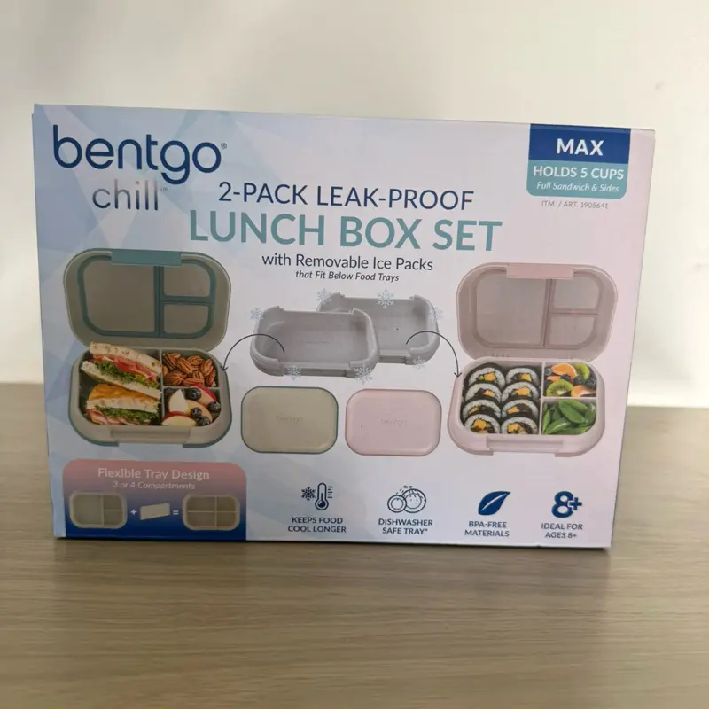 Bentgo Lunch Box, 2-Pack Reusable Food Container for On-the-Go Meals, BPA-Free