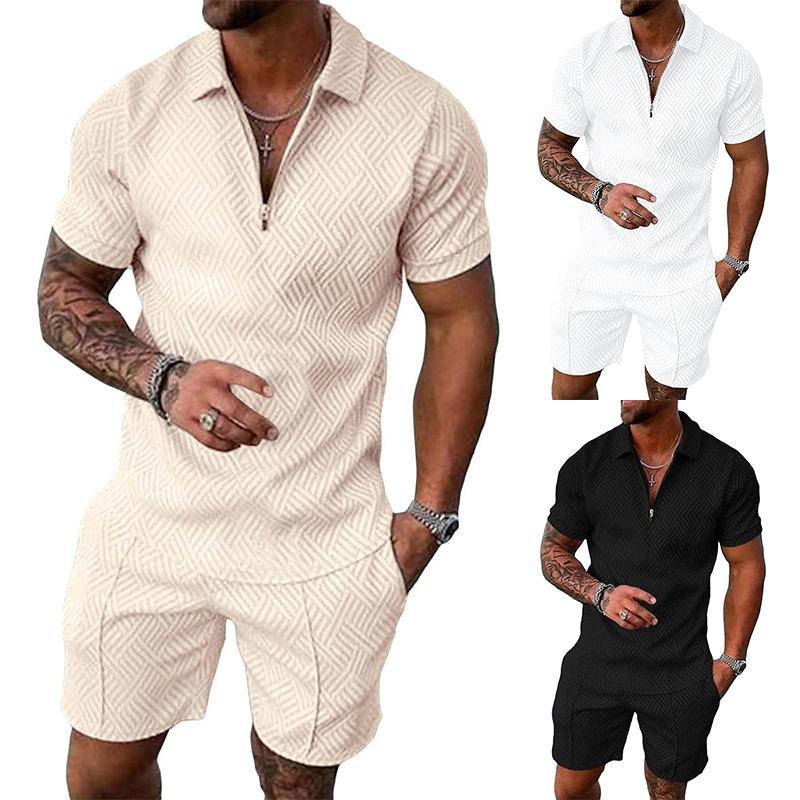 PASLTER  Mens Polo Shirt and Shorts Sets Outfits 2 Piece Fashion Summer Tracksuits Casual Short Sleeve Set B1Y306