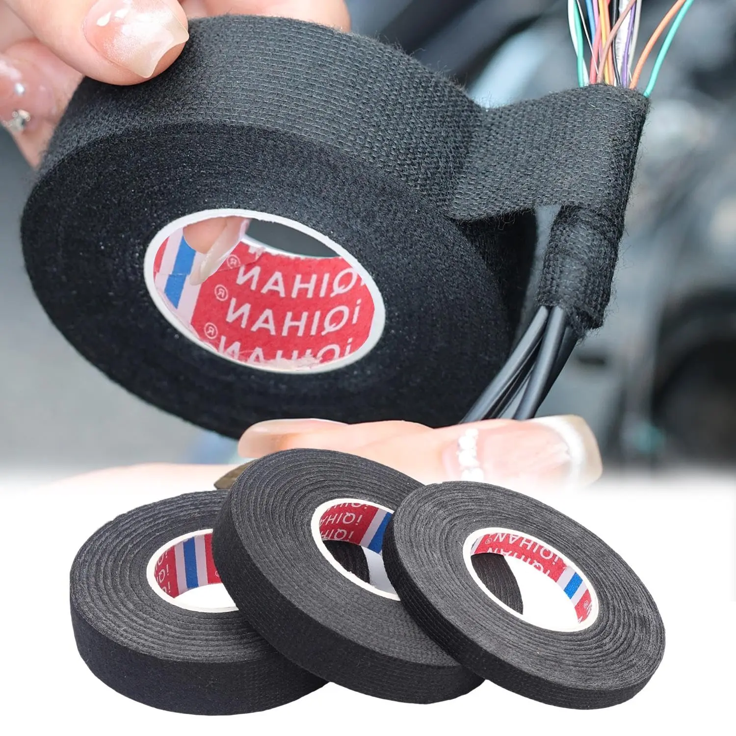 15Meter Heat-Resistant Insulating Tape Adhesive Automotive Cloth Tapes for Car Cable Wiring Fabric Tape (1Roll 25mm*15m)