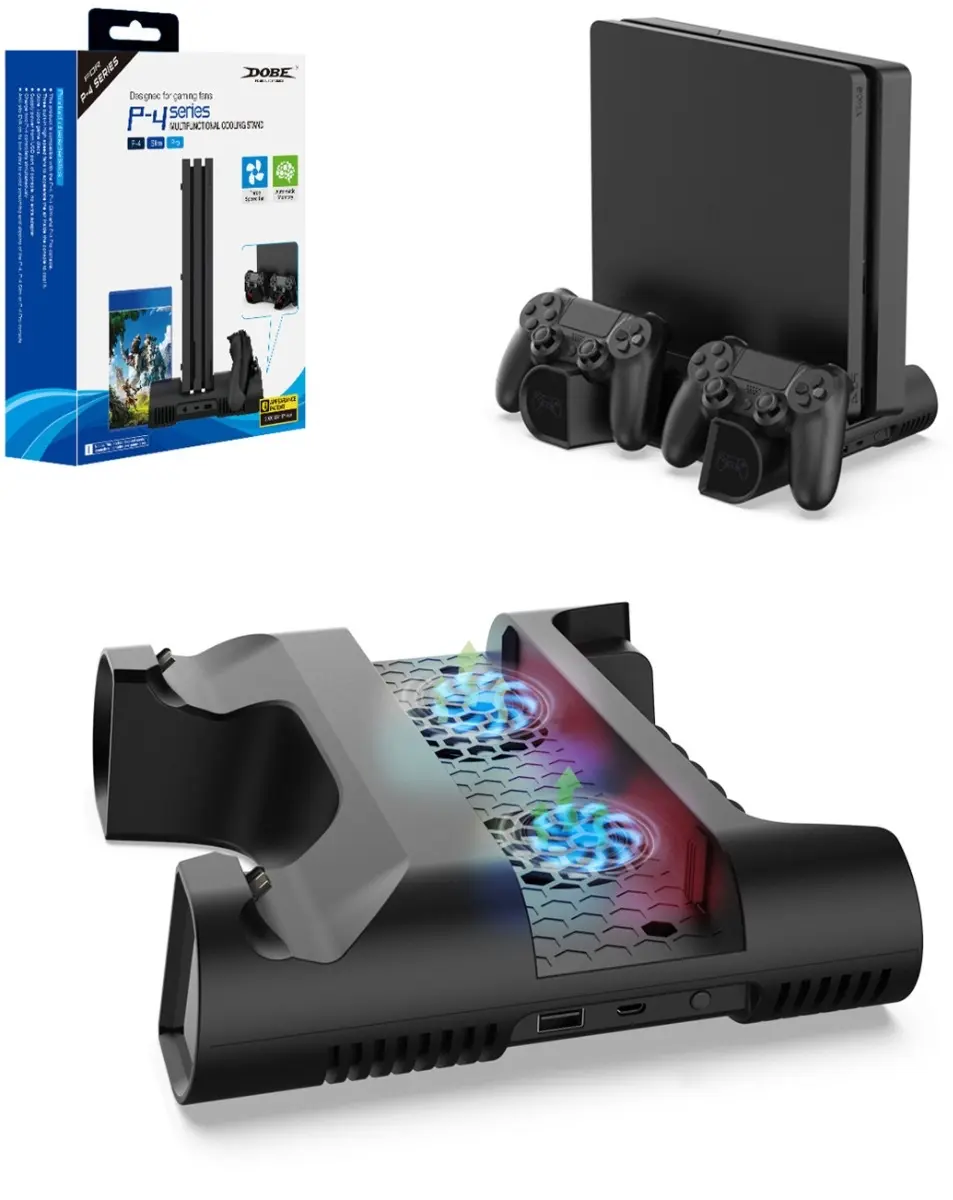 DOBE Multifunctional Cooling Stand with Dual Controller Charger & RGB Fan for PlayStation 4 / PS4 Slim / PS4 Pro