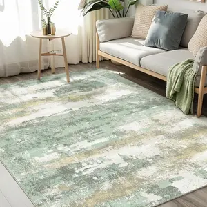 BEIMO Area Rugs 5x7 for Living Room Bedroom, Modern Abstract Machine Washable Large Light Green Rug, Soft Low Pile Floor Carpet with Non Slip Backing for Dining Room