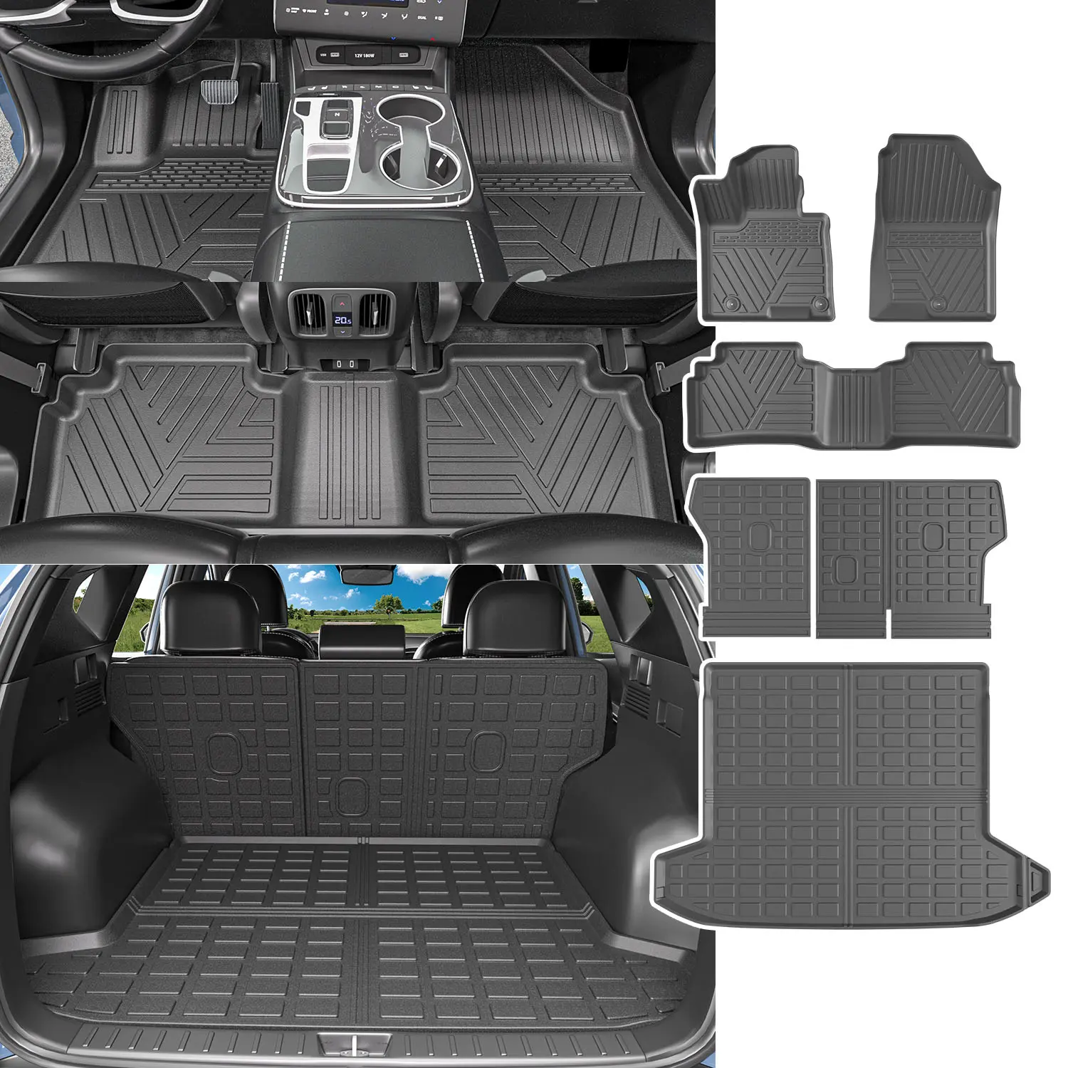[Fits 22-26 Tucson] Floor Mat Compatible with 2022 2023 2024 2025 Tucson Trunk Mat Backrest Mat TPE Cargo Liner Replacement for 2022-2025 Hyundai Tucson Accessories(Upgrade Trunk Mat+Backrest Mat+Floor Mat)