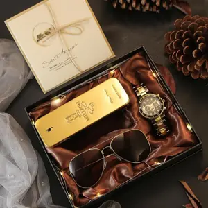 5-counts luxury fashion watches suit, with sunglasses and greeting cards, is the perfect gift for birthdays, Father's Day and Thanksgiving.