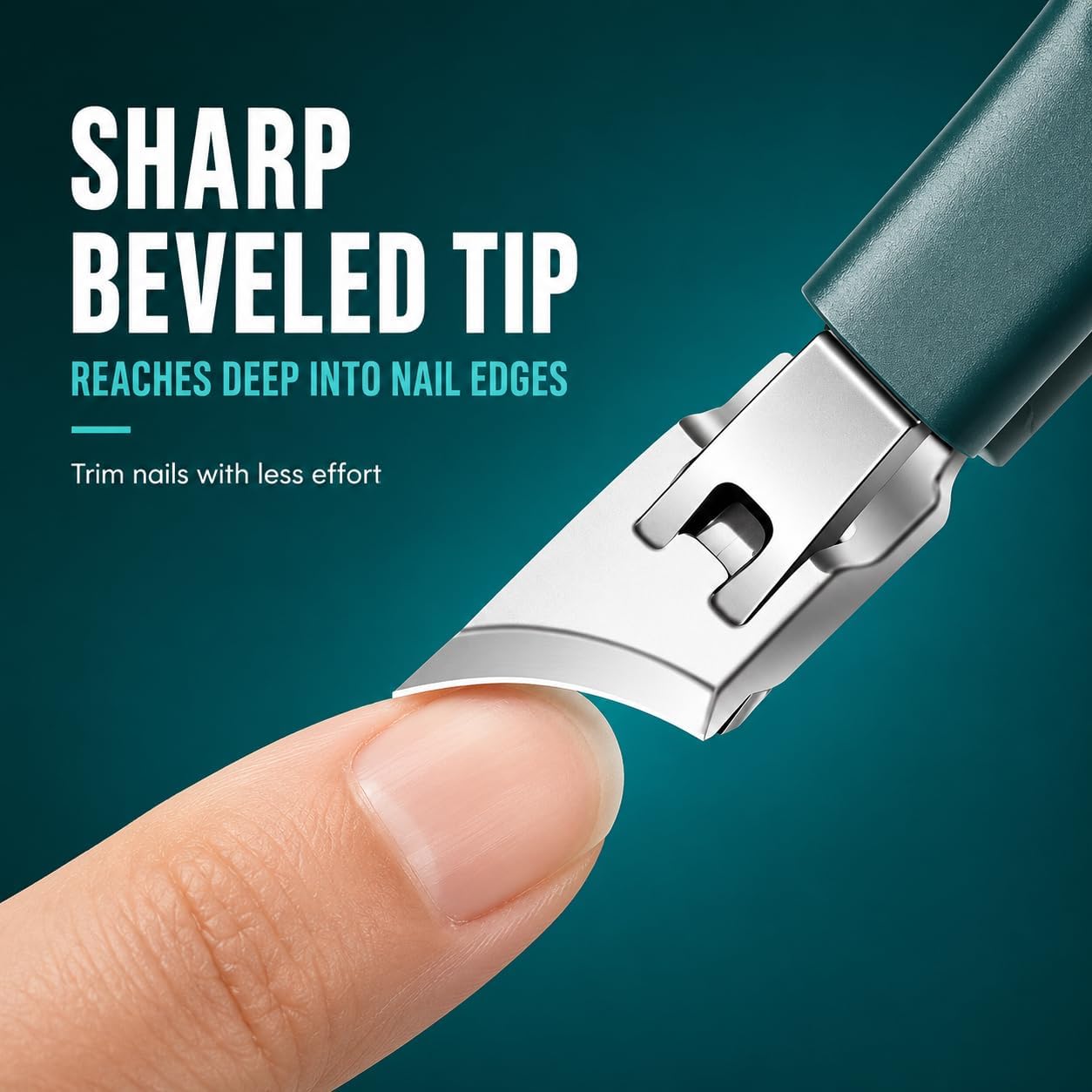 Slanted Eagle Beak Nail Clipper Kit, for Daily Manicure, Thick Nails & Ingrown Nail Maintenance, Wide Jaw Opening Anti-Splash Nail Trimmers, Ergonomic Long Handle Pedicure Accessory (Green)